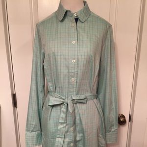SOUTHERN PROPER NEW DRESS GREEN TATTERSALL PLAID HENDERSON BELTED SMALL NWT